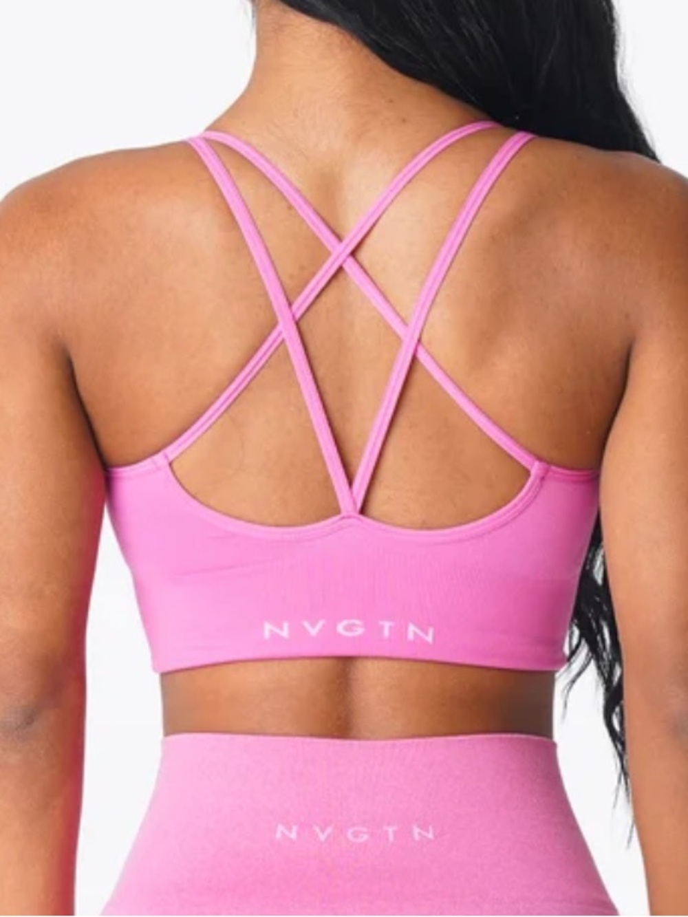 NVGTN Bubble Gum Pink Flourish Seamless Bra z